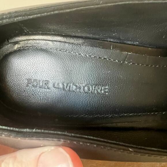 Pour La Victoire Woman’s Black Leather Bock Acrylic Heel Pumps- Size 8 - Picture 9 of 11